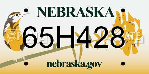 65H428 Nebraska License Plate