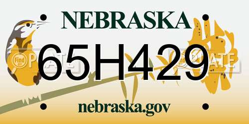 65H429 Nebraska License Plate