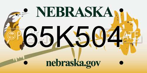 65K504 Nebraska License Plate