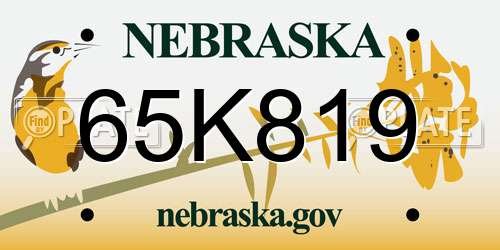 65K819 Nebraska License Plate