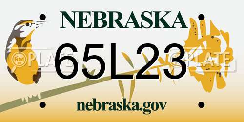 65L23 Nebraska License Plate