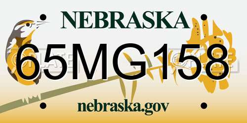 65MG158 Nebraska License Plate