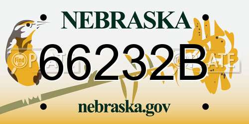 66232B Nebraska License Plate