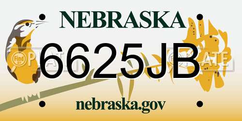 6625JB Nebraska License Plate