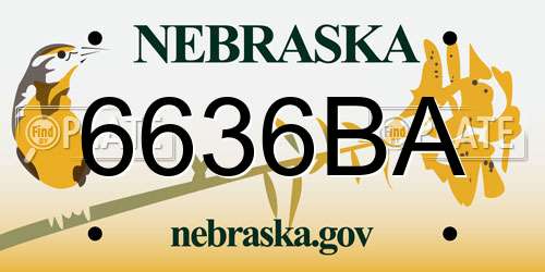 6636BA Nebraska License Plate