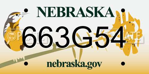 663G54 Nebraska License Plate