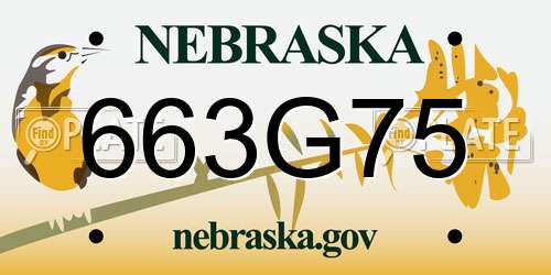663G75 Nebraska License Plate