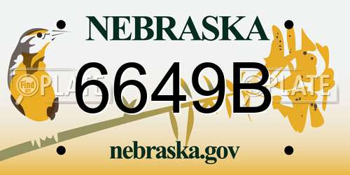 6649B Nebraska License Plate