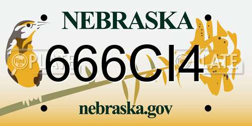 666CI4 Nebraska License Plate