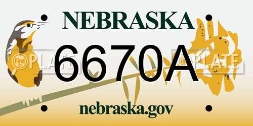 6670A Nebraska License Plate