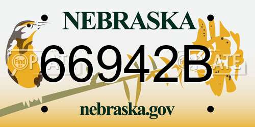 66942B Nebraska License Plate
