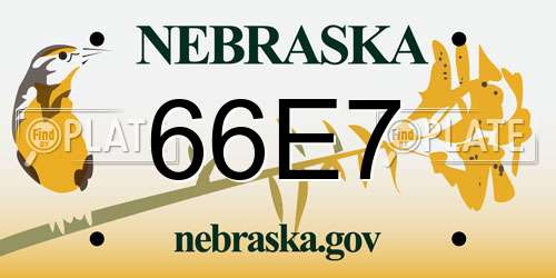 66E7 Nebraska License Plate