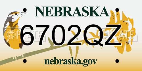 6702QZ Nebraska License Plate