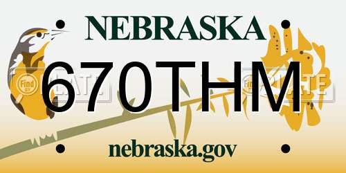 670THM Nebraska License Plate