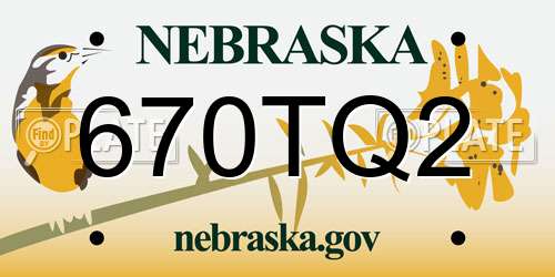 670TQ2 Nebraska License Plate