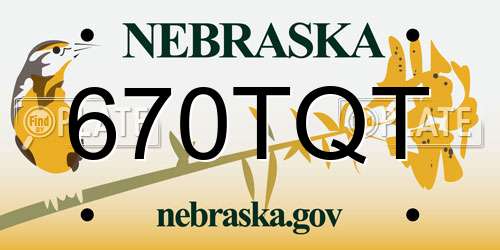 670TQT Nebraska License Plate