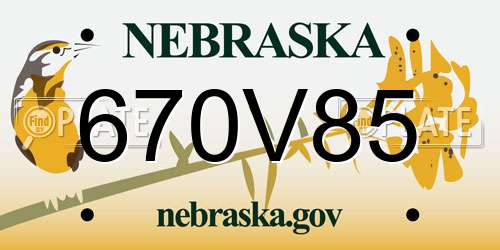 670V85 Nebraska License Plate