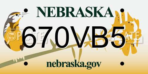 670VB5 Nebraska License Plate