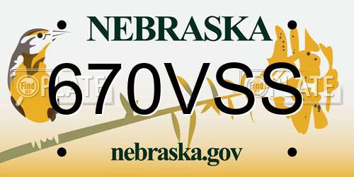 670VSS Nebraska License Plate