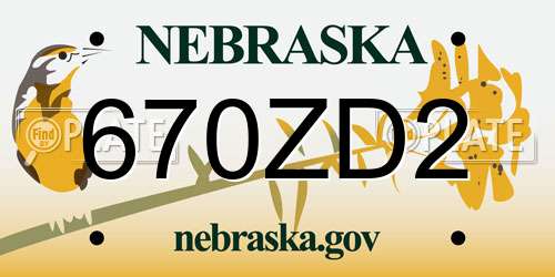 670ZD2 Nebraska License Plate