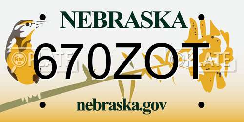 670ZOT Nebraska License Plate