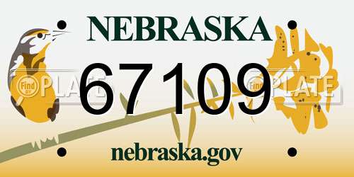 67109 Nebraska License Plate