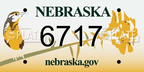 6717 Nebraska License Plate