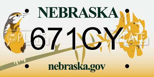 671CY Nebraska License Plate
