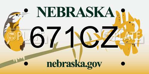 671CZ Nebraska License Plate