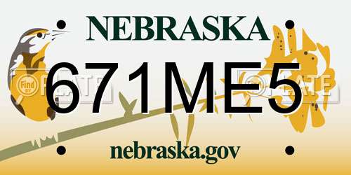 671ME5 Nebraska License Plate