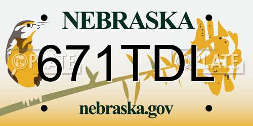 671TDL Nebraska License Plate