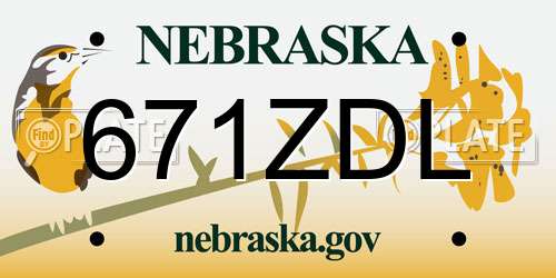 671ZDL Nebraska License Plate