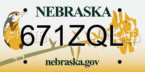 671ZQL Nebraska License Plate