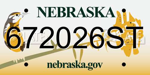 672026ST Nebraska License Plate