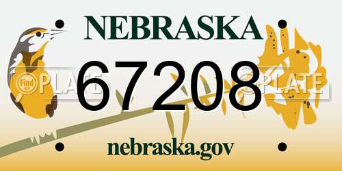 67208 Nebraska License Plate