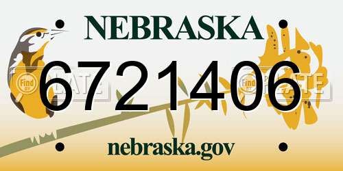 6721406 Nebraska License Plate