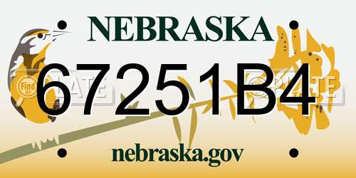 67251B4 Nebraska License Plate