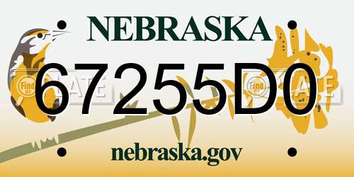 67255D0 Nebraska License Plate