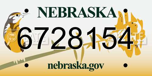 6728154 Nebraska License Plate