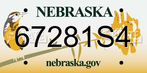 67281S4 Nebraska License Plate