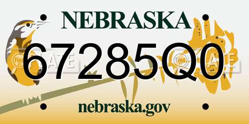67285Q0 Nebraska License Plate