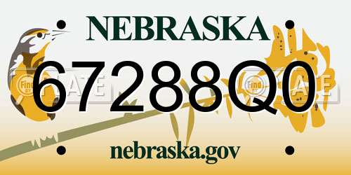67288Q0 Nebraska License Plate