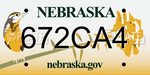 672CA4 Nebraska License Plate