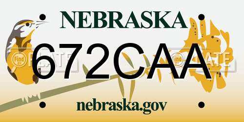 672CAA Nebraska License Plate