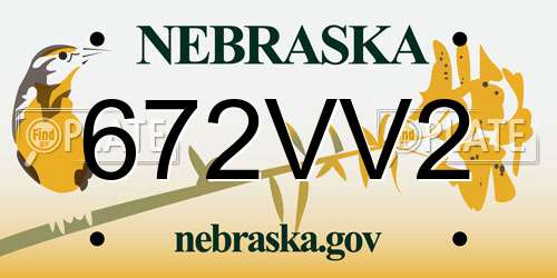 672VV2 Nebraska License Plate