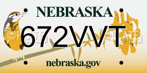 672VVT Nebraska License Plate