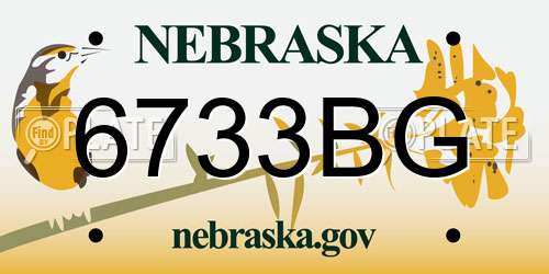 6733BG Nebraska License Plate
