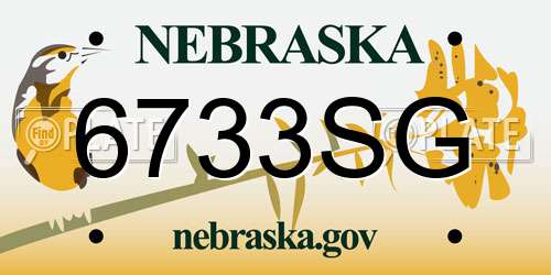 6733SG Nebraska License Plate