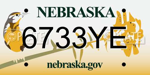 6733YE Nebraska License Plate