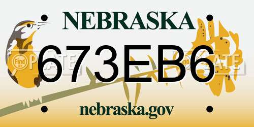 673EB6 Nebraska License Plate